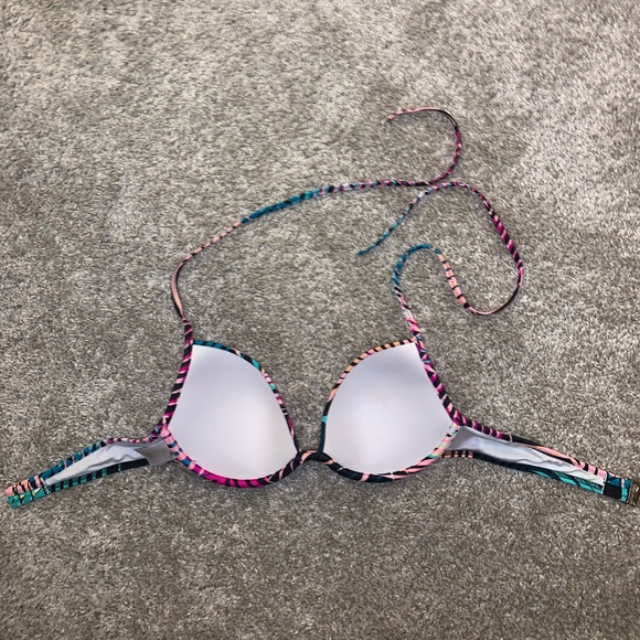 Shade & Shore Mulicolor Tropical Bikini top sz 34B - Picture 8 of 11